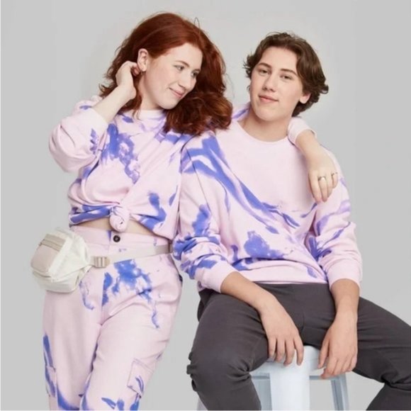 wild fable Tops - Wild Fable Oversized Unisex Lilac Marble Crewneck Sweatshirt